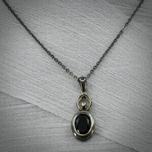 Lucas Lameth LUC 925 Sterling Silver Garnet Oval Pendant Necklace